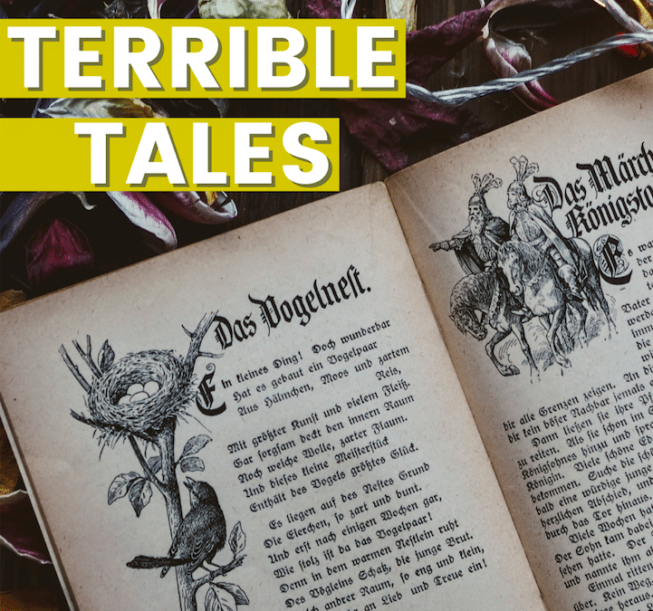 A book about fairytales is opened with the title terrible tales about how women are portrayed in these stories for another episode from the We're Gonna Talk About it Podcast.